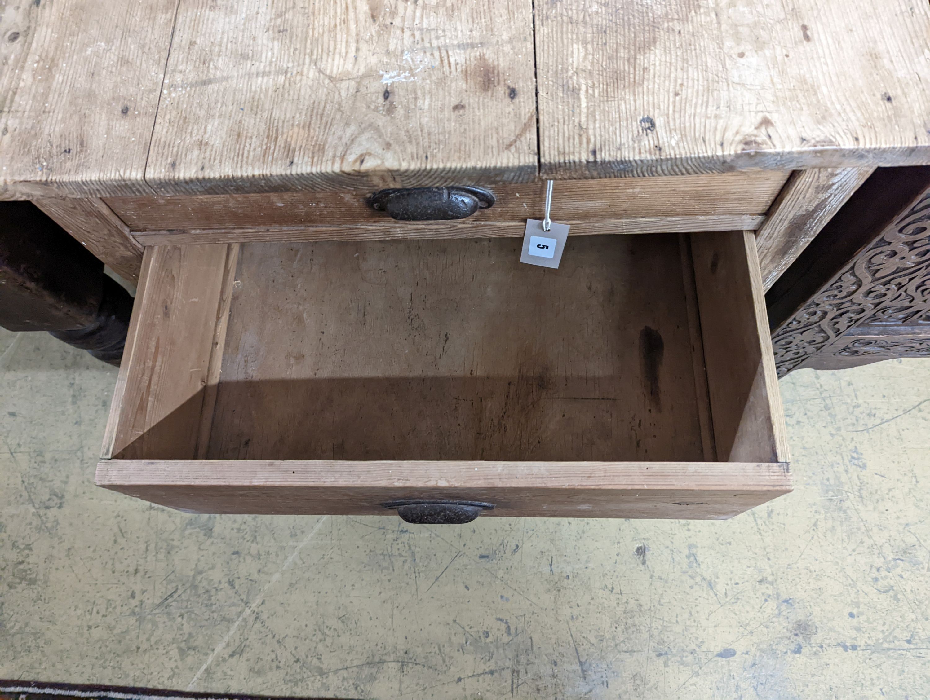 A Victorian pine two drawer chest. W-68cm, D-69cm, H-73cm
